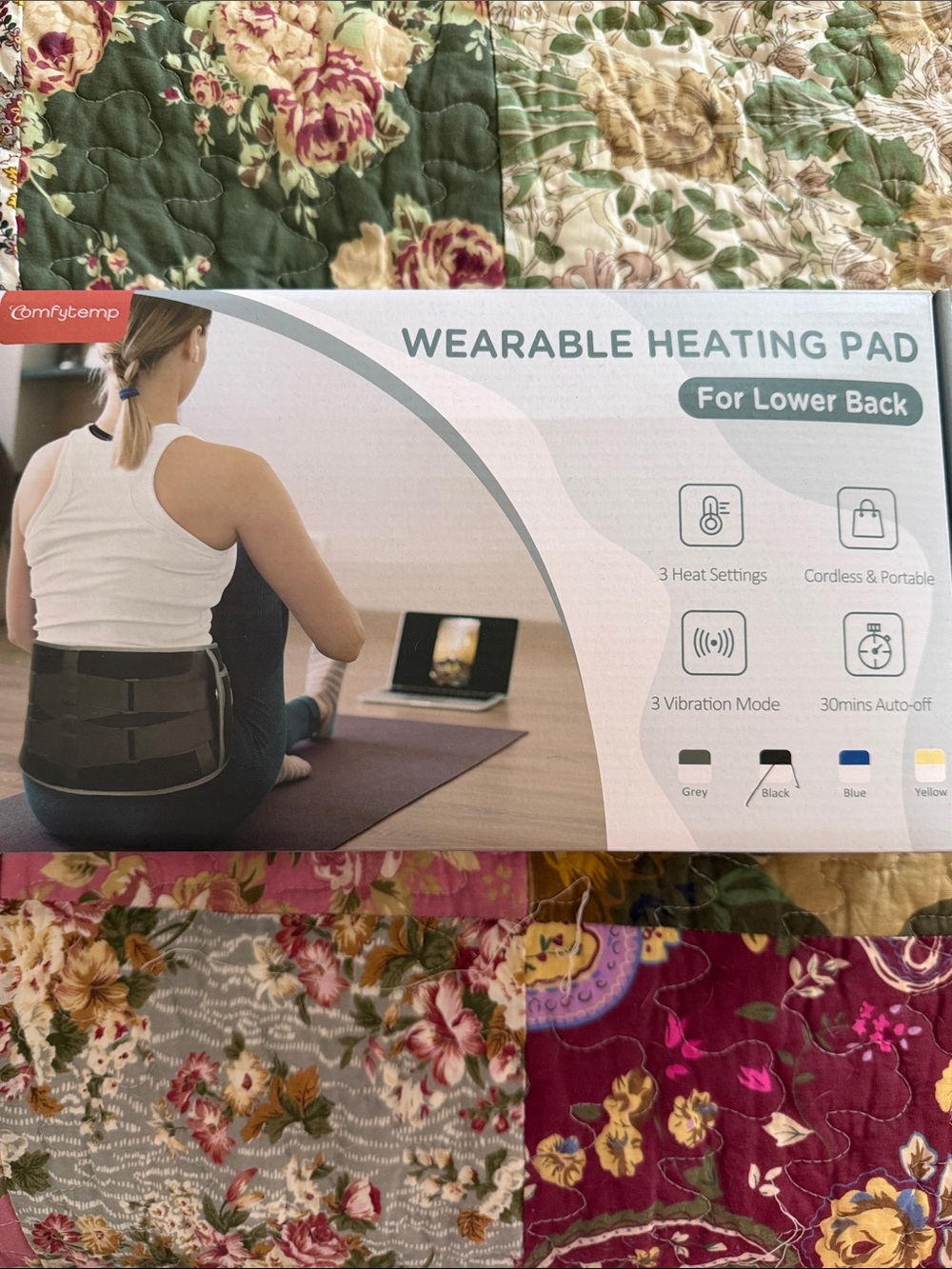 therapy Wearable Heating Pad for Lower Back — Black and Grey